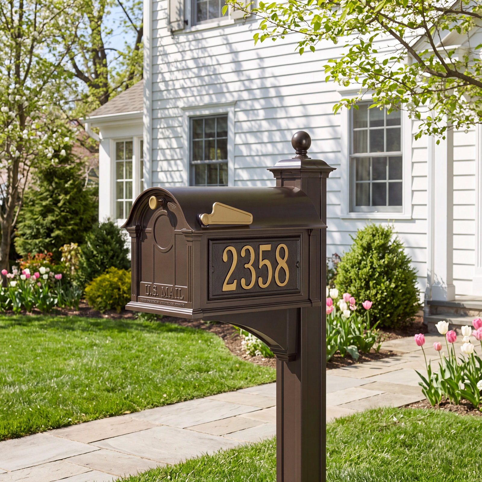 Personalized Post-Mounted Mailbox, Bronze, Yes
