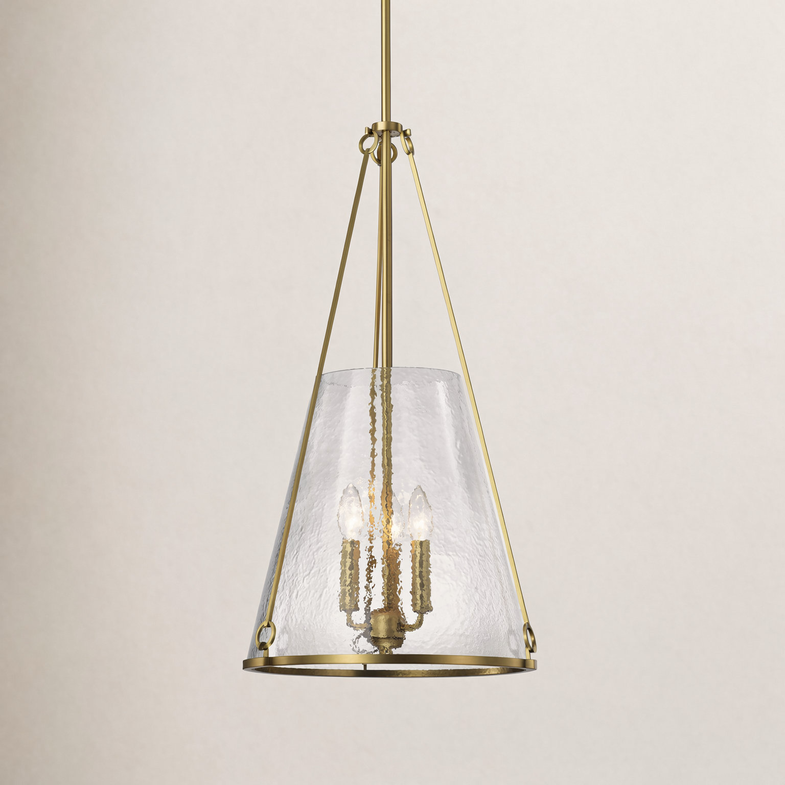 Anita Pendant Light, Vintage Brass, 29.25" H x 16" W x 16" D