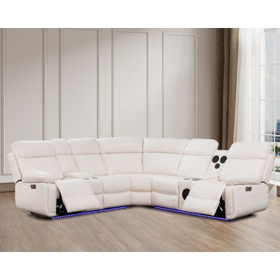 Sectional 3-Piece 197”Recliner Sofa Set For Living Room Bluetooth Three Speaker ,Led Lighting And Cup Holders