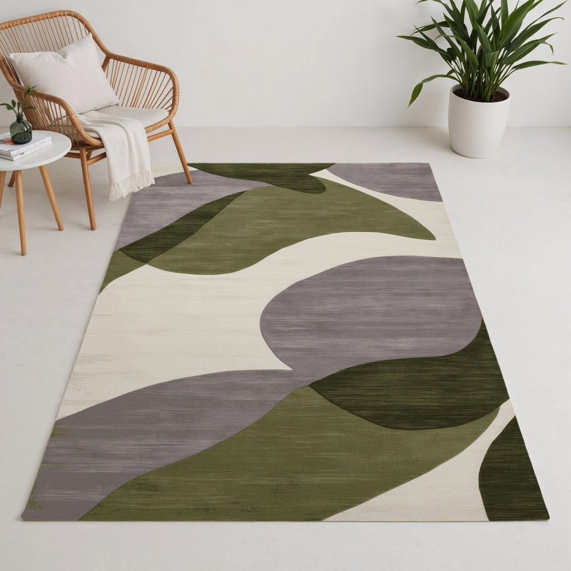 Tapis intérieur et extérieur gris Watercolor, Rectangulaire 3 pi x 5 pi