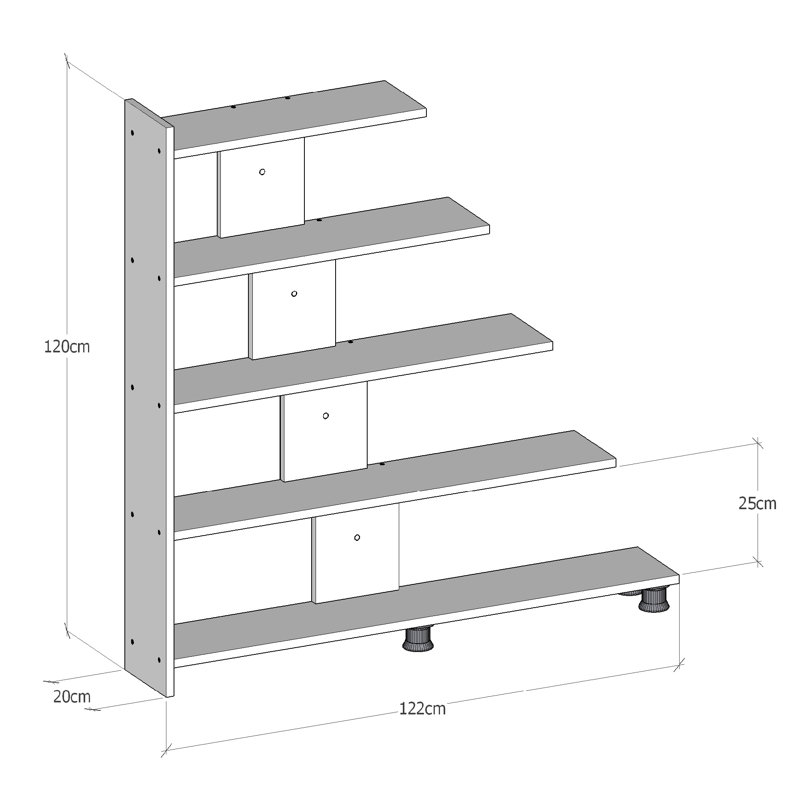 Élégante bibliothèque blanche de 48,0 po x 47,2 po x 7,9 po | 100% panneau de particules enduit de mélamine, épaisseur: 0,7 pouce | Nombreuses tablettes, conception à fixation murale | Couleur unie moderne pour l'organisation de la maison et du bureau
