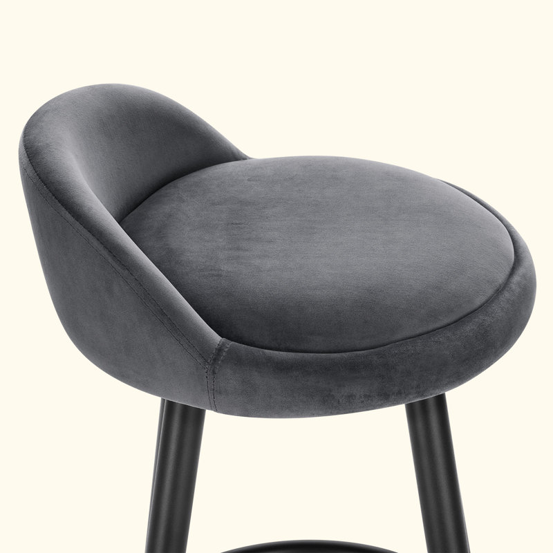 Aaser Upholstered Counter Stool with Metal Frame, Grey