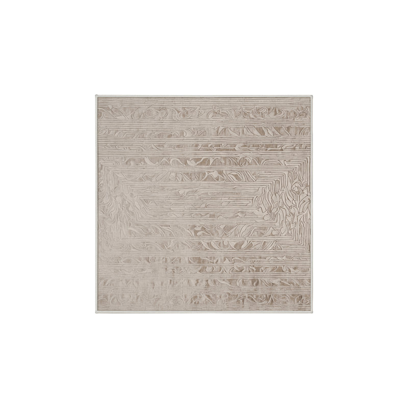 Silky Soft Plush Beige Area Rug, Square 5'
