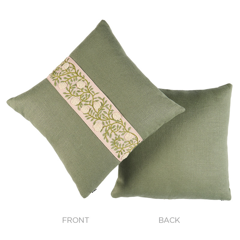 Ashoka Pillow, Olive Green Floral, 16"H x 16"W