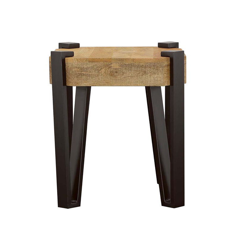 Natural and Matte Black Rectangular End Table