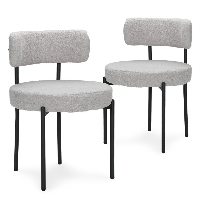 Upholstered Dining Chairs, Modern Kitchen Chairs With Curved Backrest And Metal Legs For Dining Room, Gray