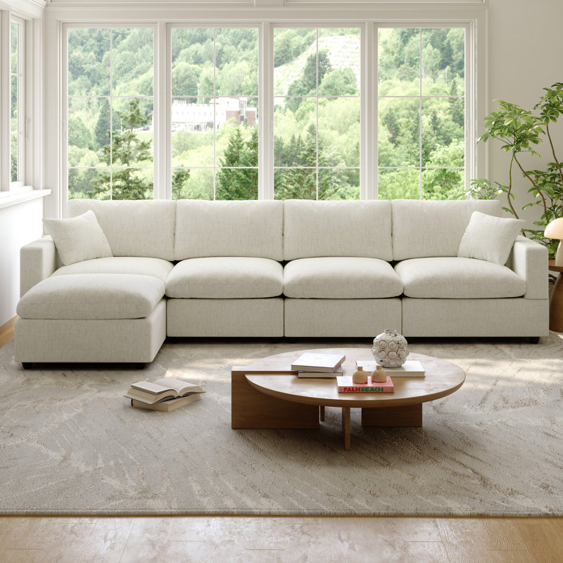 Canapé modulaire Cloud Couch, canapé modulaire convertible à siège profond pour le salon, canapé modulaire rembourré en duvet moelleux avec repose-pieds mobile