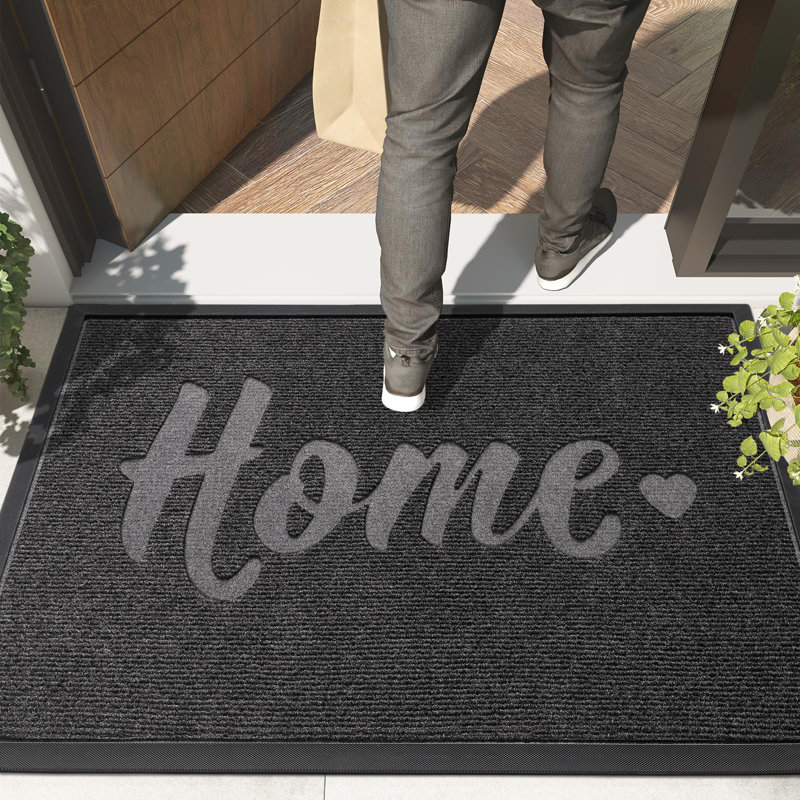 Wolrad Personalizable Non-Slip Doormat, Gray, 35.43" W x 59.06" L