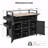 52.8"W Wicker Outdoor Grill Cart with Extended Plastic Wood Table Top, Rolling Kitchen Island on Wheels with Storage Cabinet, for Patio Backyard Garden Poolside, Double Handle Design-880511586