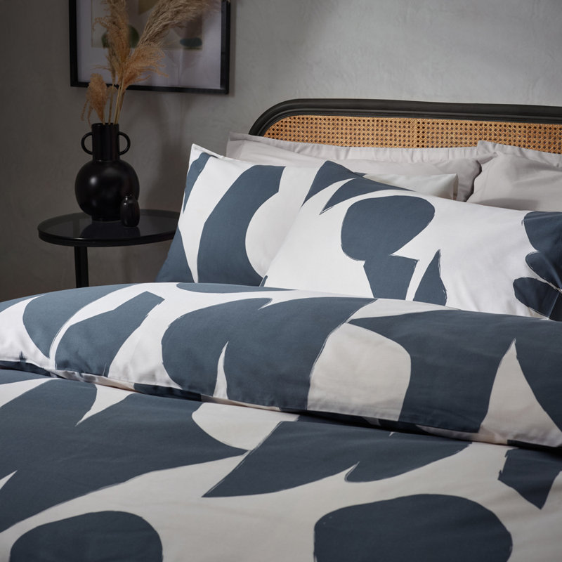 Areonia 144 TC Duvet Cover Set, Grey/White, Double - 2 Standard Pillowcases