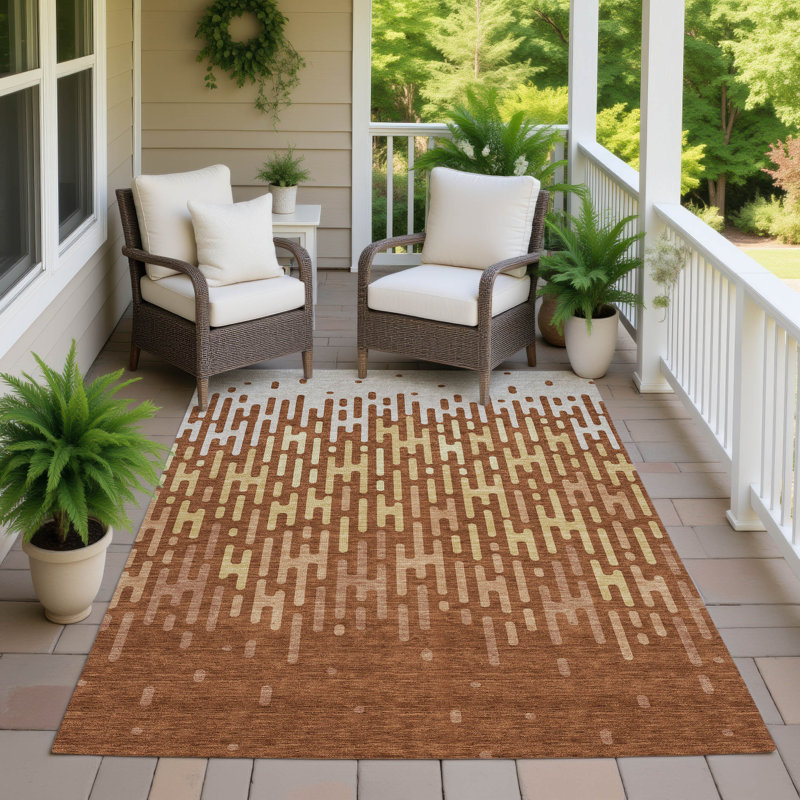 Machine Washable Indoor/Outdoor Chantille ACN2567 Abstract Rug, Paprika, 2'6" x 3'10"