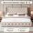 King Upholstered Platform Bed with Storage Drawers, Tufted Bed Frame with Wingback&Headboard, Beige-2105612590-2109483123
