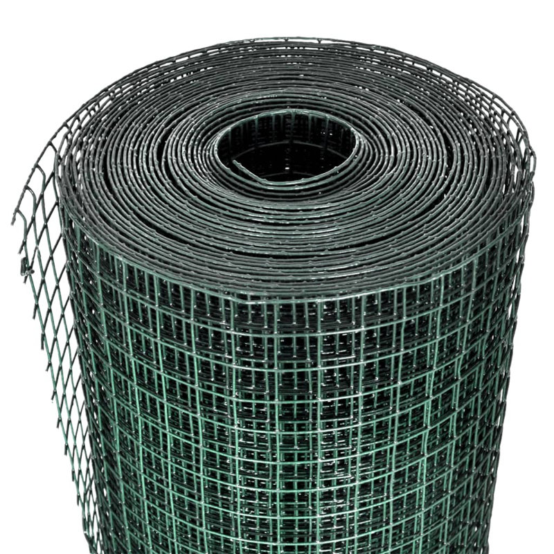 Chicken Wire Fence Galvanised with PVC Coating, 10 x 1 m, Forest Green