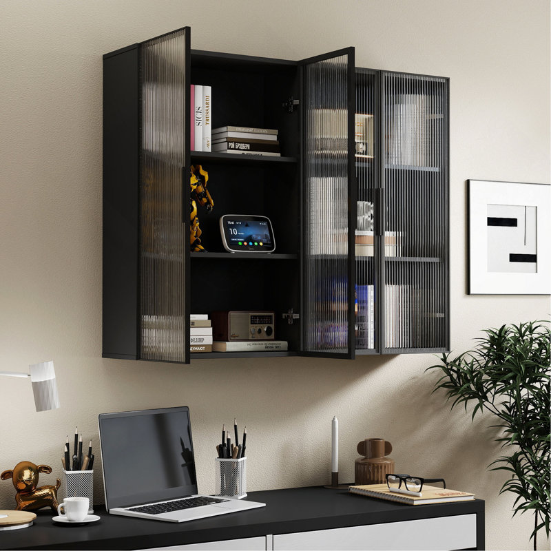 Armoire de rangement de salle de bain murale avec porte vitrée