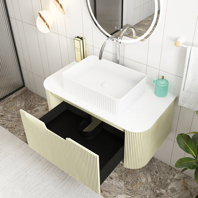 Meuble-lavabo mural rectangulaire en céramique 30 po vert clair 30 po, 36"