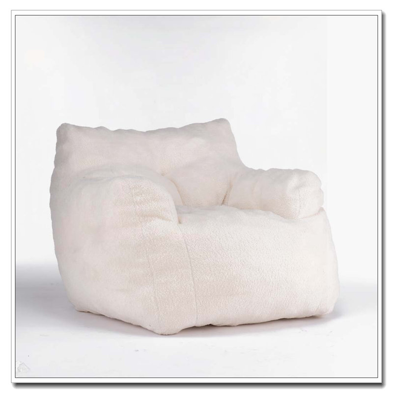Fauteuil à billes Teddy, Peluche blanc ivoire