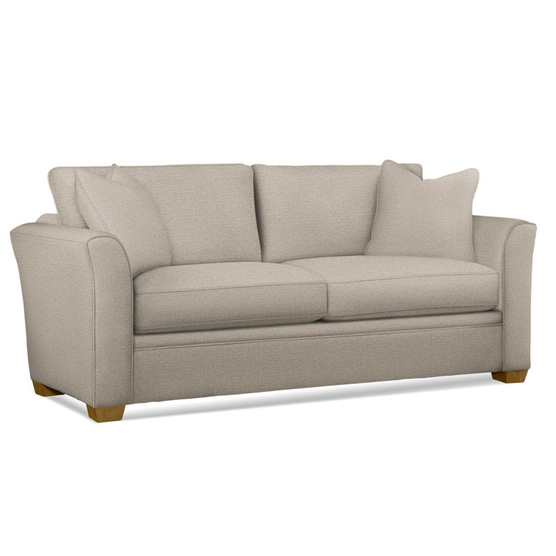 Bridgeport Sofa, Gel Memory Foam Mattress, Havana Finish, Beige Performance Fabric; 0851-73