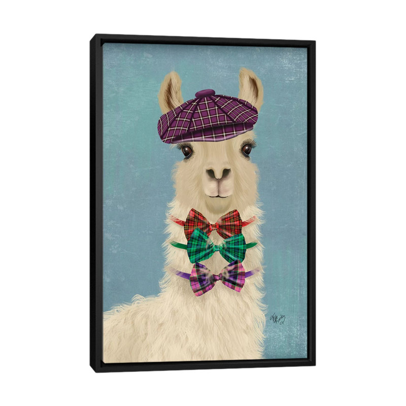 «Llama Dapper» par Fab Funky - impression d'art graphique, Aucun mat, H 26 po x l 18 po x 1,5 po, Toile avec cadre noir