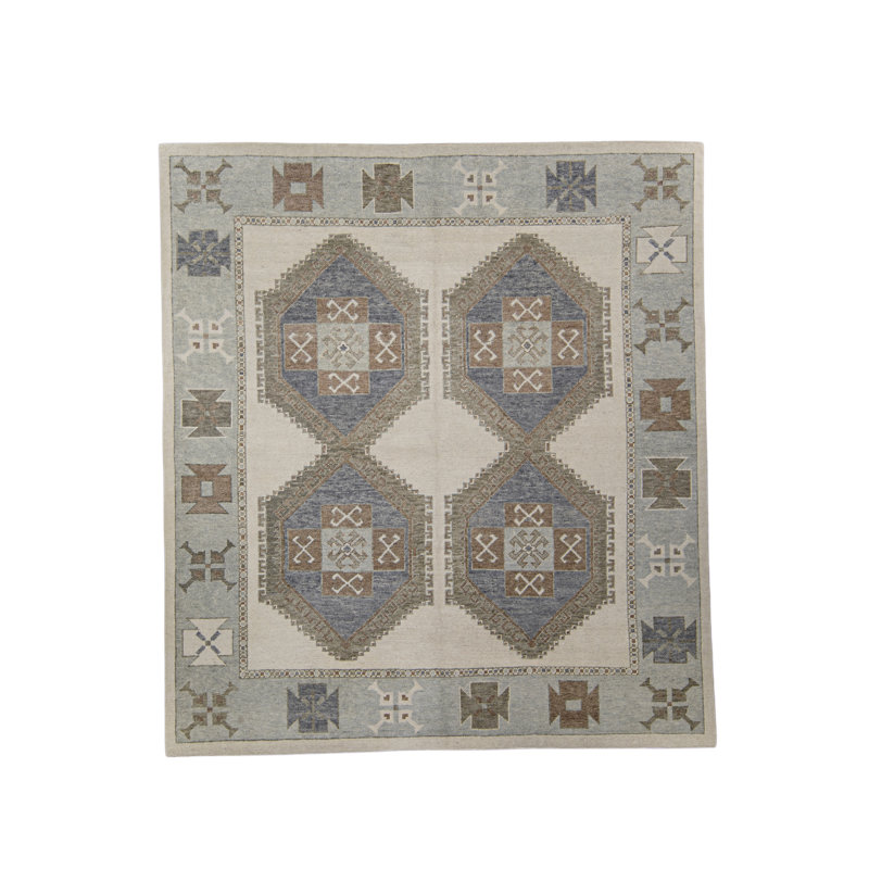 Tapis turc Oushak fait à la main 7 pi 6 po x 8 pi 4 po