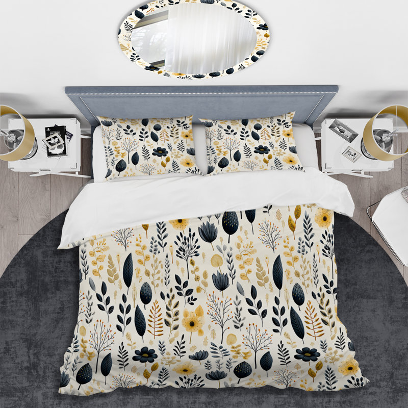 Literie monochrome Botanics IV, Housse de couette simple + 1 taie décorative stan