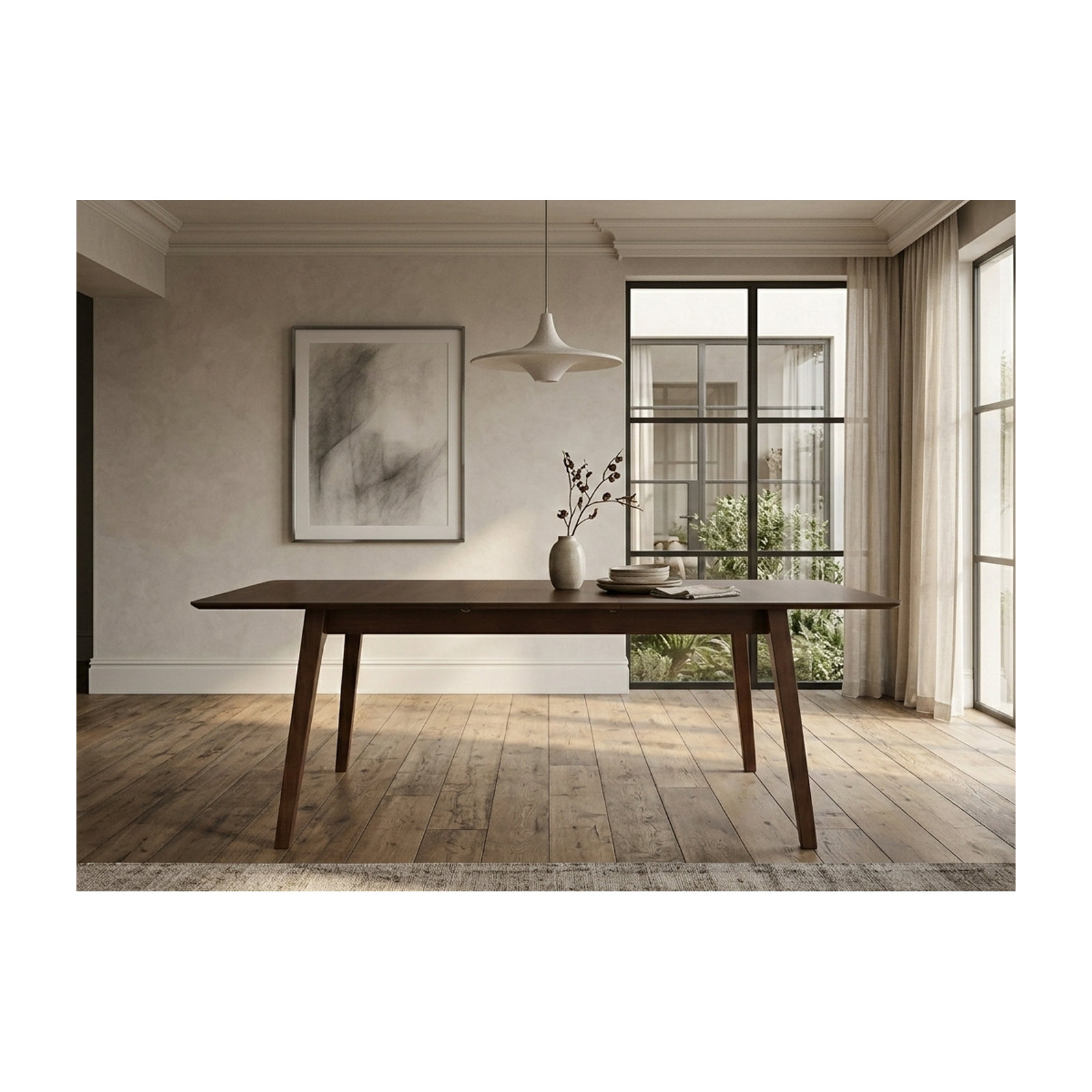Doge Indoor Walnut and Wood Extendable Dining Table, Brown