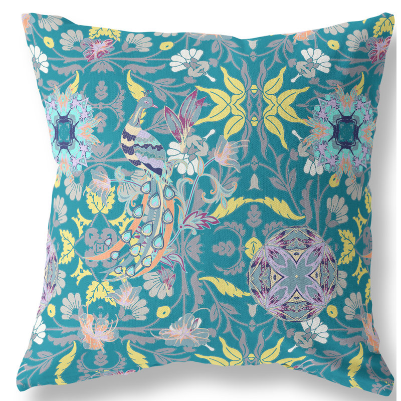 Amaretto Reversible Throw Pillow, 18"x18", Green/Yellow