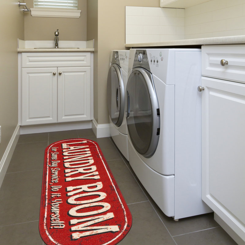 Non-Slip Rubberback Oval Laundry Room Runner Rug