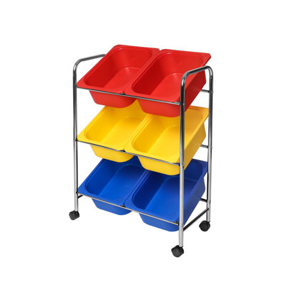 6 Bin Storage Organizer Cart with Locking Wheels