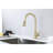 Brushed Gold Kitchen Faucet With Pullout Spray, Stainless Steel Fabrication, 360 Rotating Nozzle, Corrosion & Rust Protection Function-2124299551