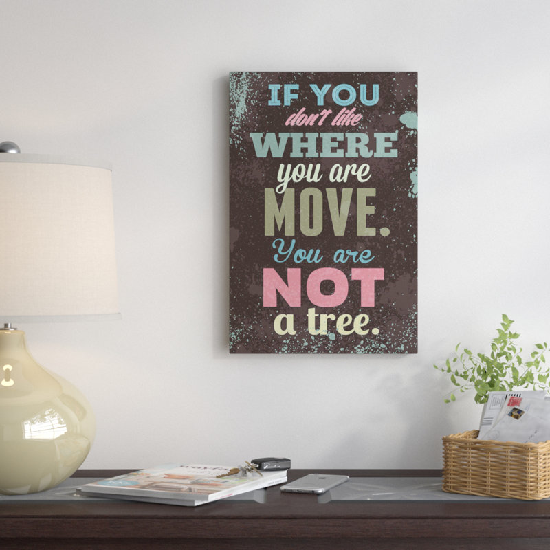« move », art textuel sur toile, H 40 po x l 26 po x P 1,5 po, Toile tendue, Pas de tapis