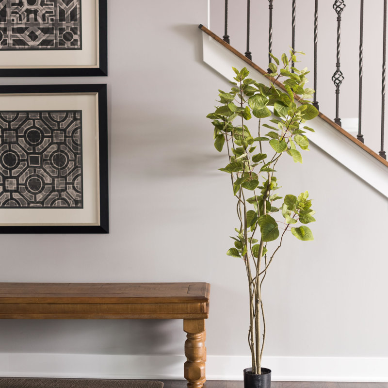 Artificial Green Potted Cotinus Coggygria Tree, 60" H x 22" W x 22" D
