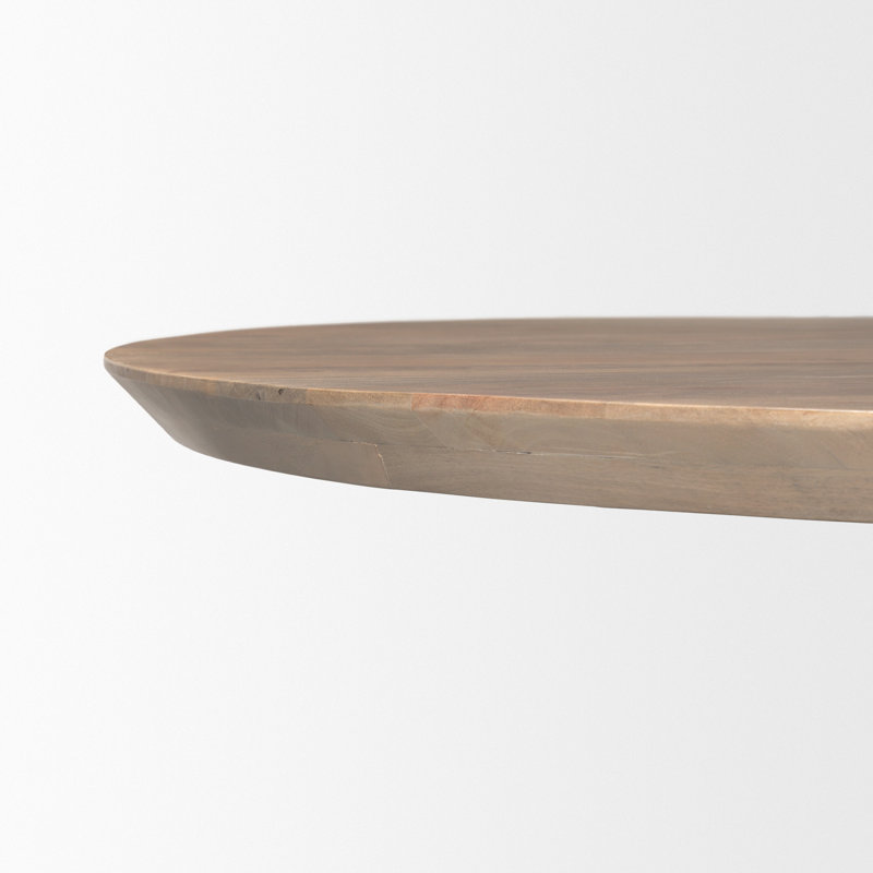 Ab Round Solid Wood Dining Table, Light Brown