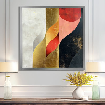 Geometric Gold Pink And Grey Pure Form III - Abstract Geometric Wall Art