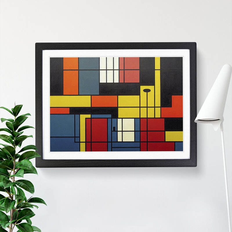 Abstract Cubism Art Vol.5 - Framed Print, Black, 46cm H x 64cm W x 2cm D