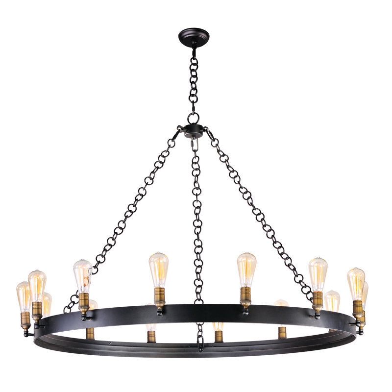 Kimes 14 - Light Dimmable Wagon Wheel Chandelier, LED