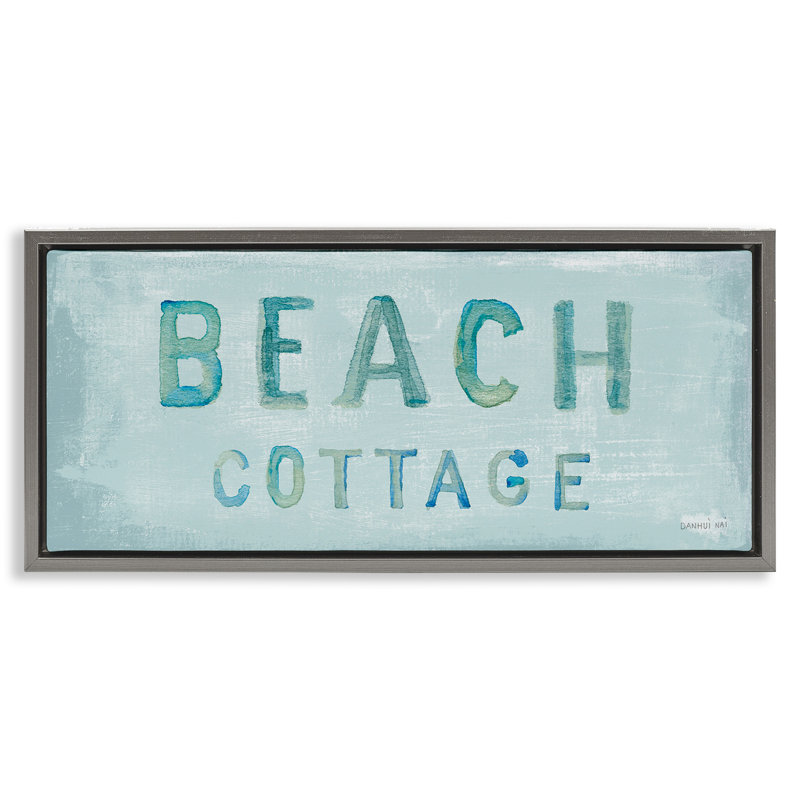 Rustic Beach Cottage, aquarelle, Cadre flottant gris lustré, H 14 po x l 31 po