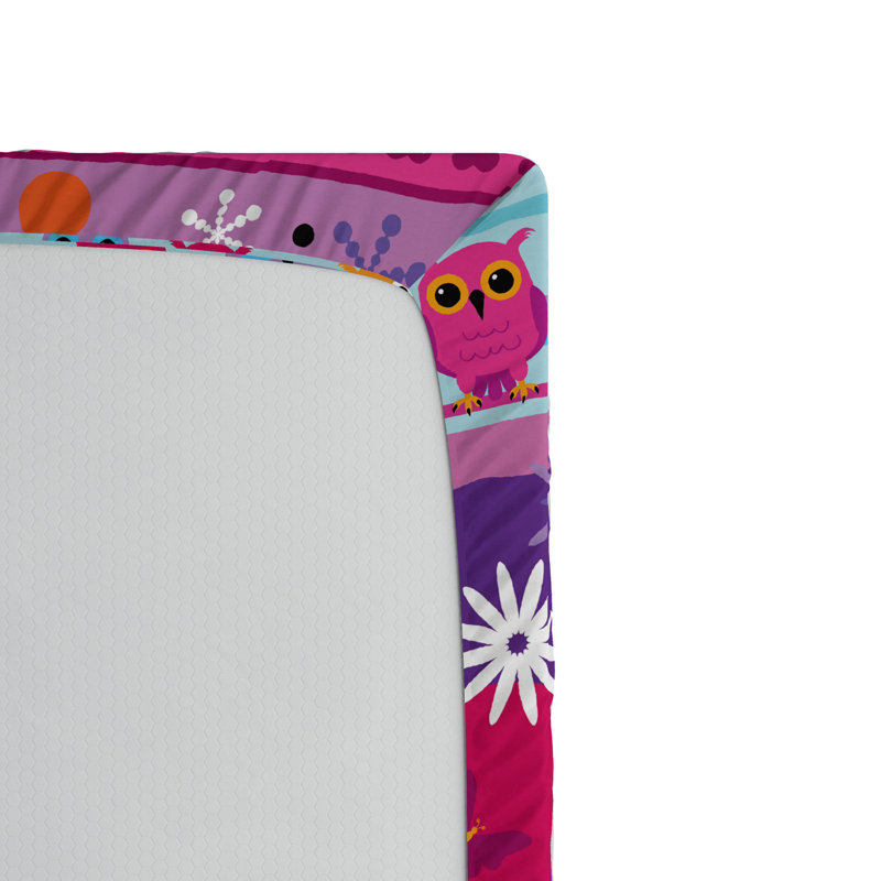 Twin Pink Microfiber Owl and Butterfly Print Fitted Sheet
