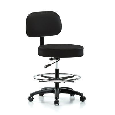 PERCH Walter Height Adjustable Exam Stool with Backrest and Foot Ring | Medium Bench Height 21-28.5"