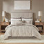 12 Piece Jacquard Comforter Set, Khaki King Size Bedding Set with Complete Bed Sheets
