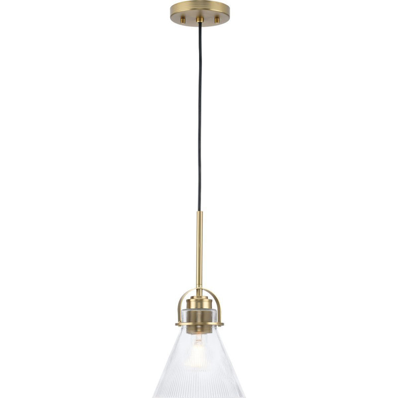 Avec 7.75 in. 1-Light Brushed Gold Industrial Pendant