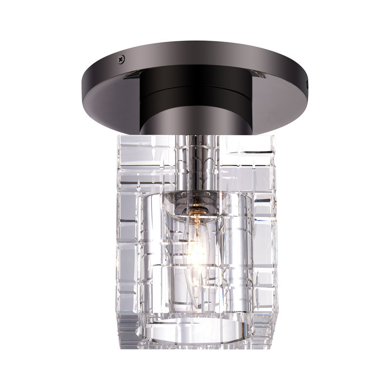 Crystal Semi Flush Mount, Black Chrome