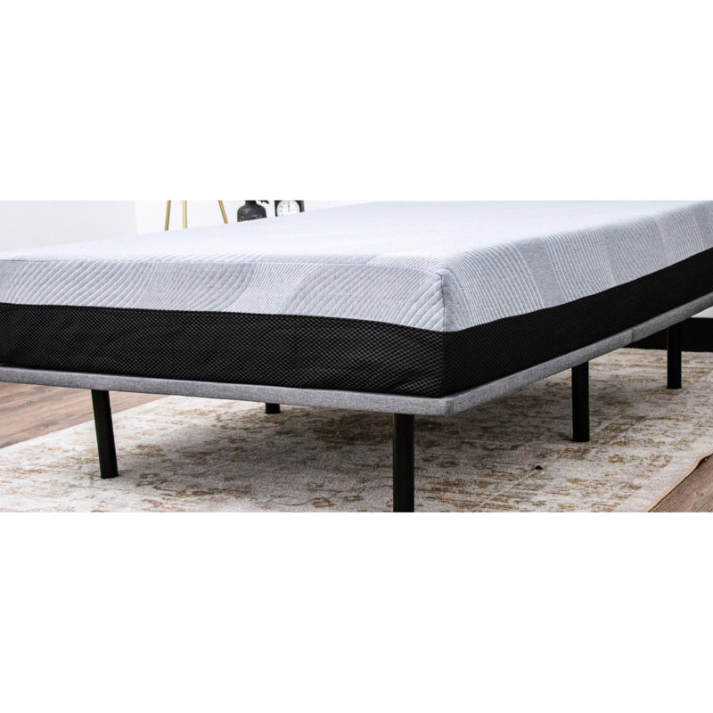 Base plateforme tapissier X Series - noir et gris, capacité de charge de 1000 lb, pieds à hauteur réglable, lit gris facile à installer, assemblage rapide en 6 charges