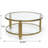 34.6" 2-Tier Round Tempered Glass Coffee Table with Storage Shelf and Gold Metal Frame for Living Room