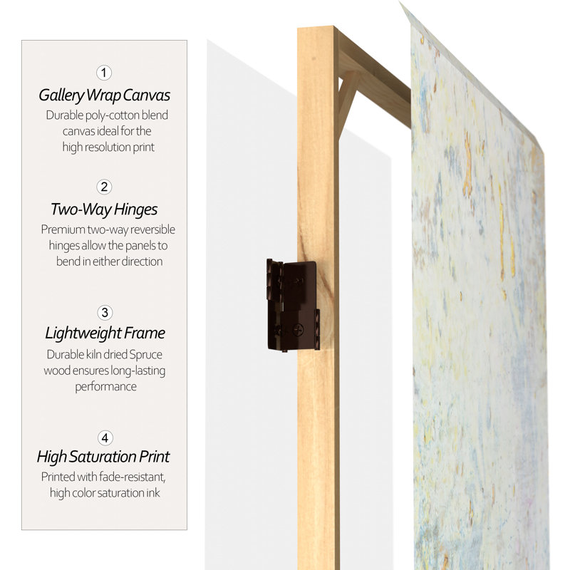 6 Ft. Tall Double Sided Rust Canvas Room Divider, Celestial Clouds
