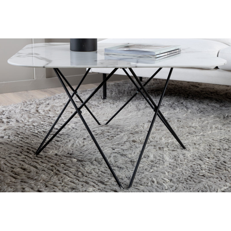 Lancaer 80cm Glass Top Console Table, White, Black