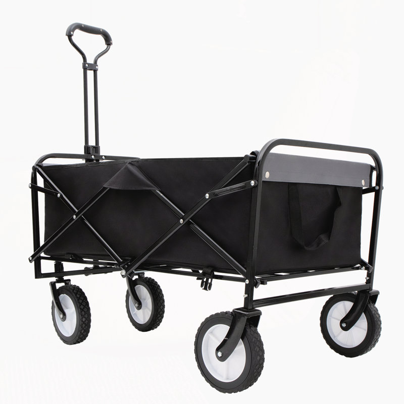 Chariot pliable pliable avec roulettes tout-terrain, Noir