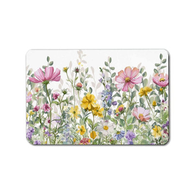 Soft Non Slip Wildflower Meadow Floor Rug 20Lx32W Bathroom Laundry Balcony Use