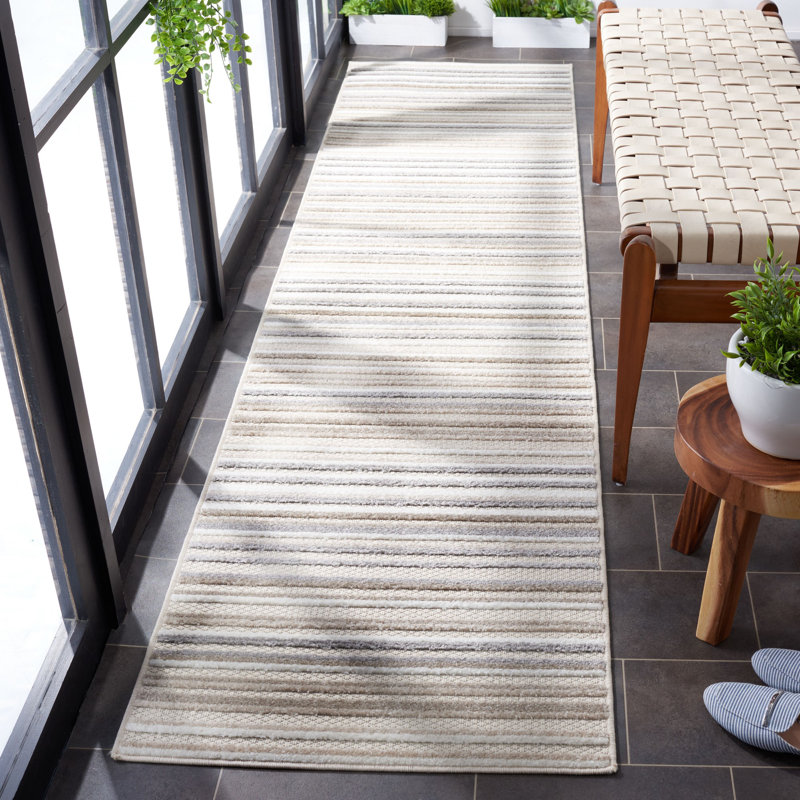 Mcknight Performance Striped Indoor/Outdoor Area Rug, Square 5'3"