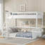 Lit superposé simple au-dessus de grand lit simple avec échelle et garde-corps, sécuritaire et durable pour un usage familial, aucun sommier requis-590980286-590980285