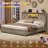 Farmhouse Bed Frame With Led Lights And 4 Storage Drawers, Wooden Platform Beds With Charging Station,rustic Bedroom Set With Storage Headboard And Sliding Barn Door-809496375-807484541